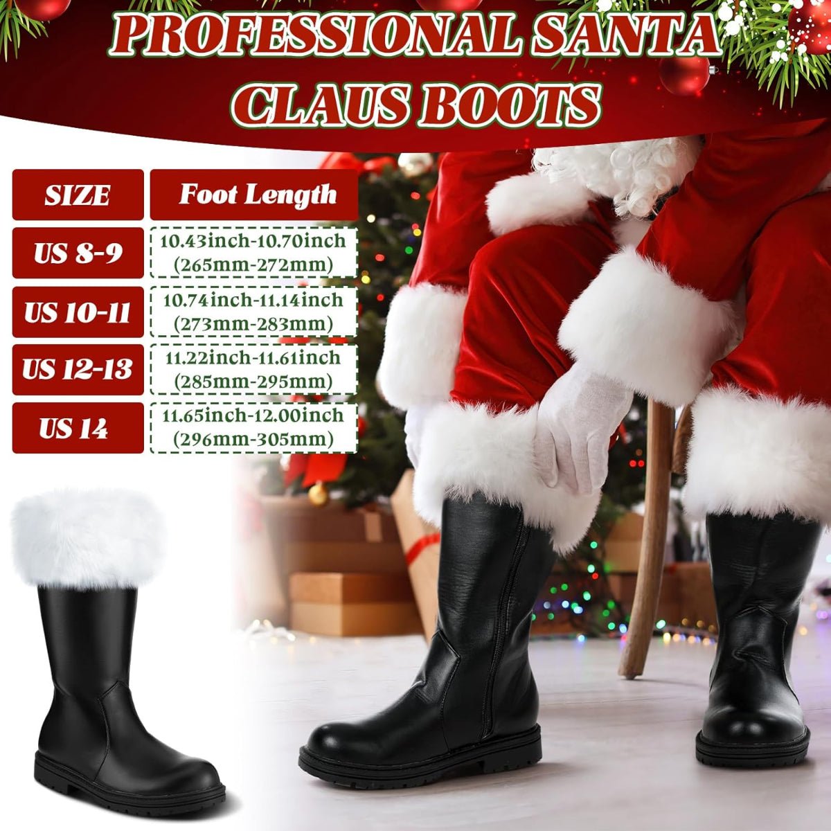 Botas de Santa Claus Navideñas Liitrsh - Fantasia Cosera