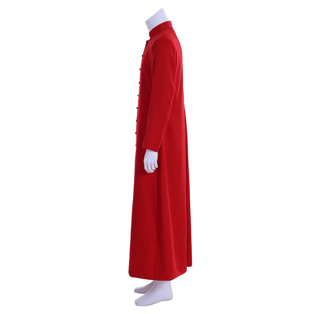 Túnica de Clérigo Roja para Hombre, Disfraz de Sacerdote con Cuello Alto, Vestimenta Litúrgica - Fantasia Cosera