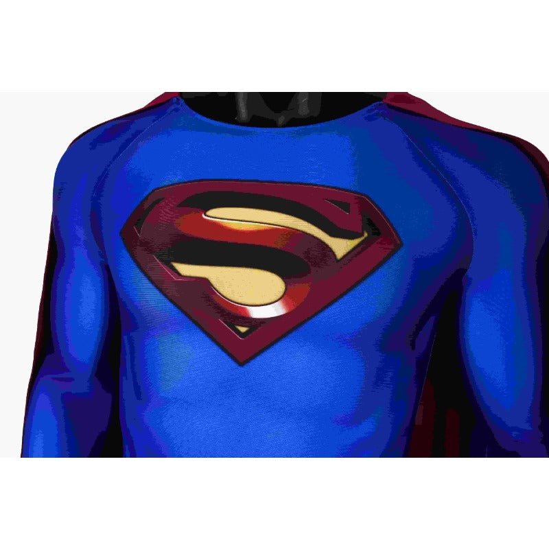 Traje de Cosplay Clark Azul Super Héroe Tierras Infinitas con Capa - Disfraz de Superman para Halloween - Fantasia Cosera