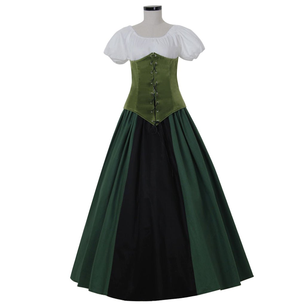 Vestido de Princesa Victoriano Verde - Traje de la Era de la Guerra Civil para Halloween y Fiestas de Carnaval - Fantasia Cosera