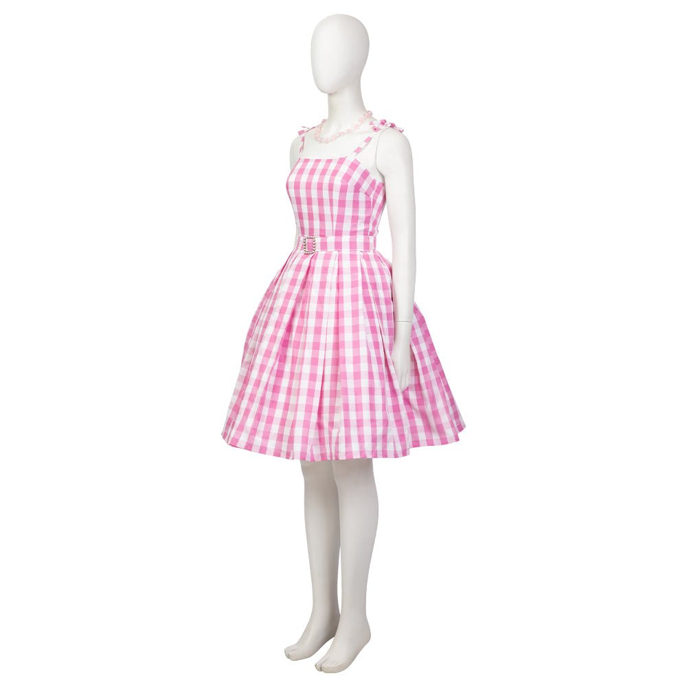 Vestido de Disfraz de Barbie Rosa a Cuadros para Mujer - Abraza el Estilo Icónico - Fantasia Cosera