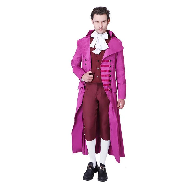 Traje de Cosplay Medieval Rosa Rojo para Hombre | Chaqueta y Pantalones de Corte Europeo - Fantasia Cosera