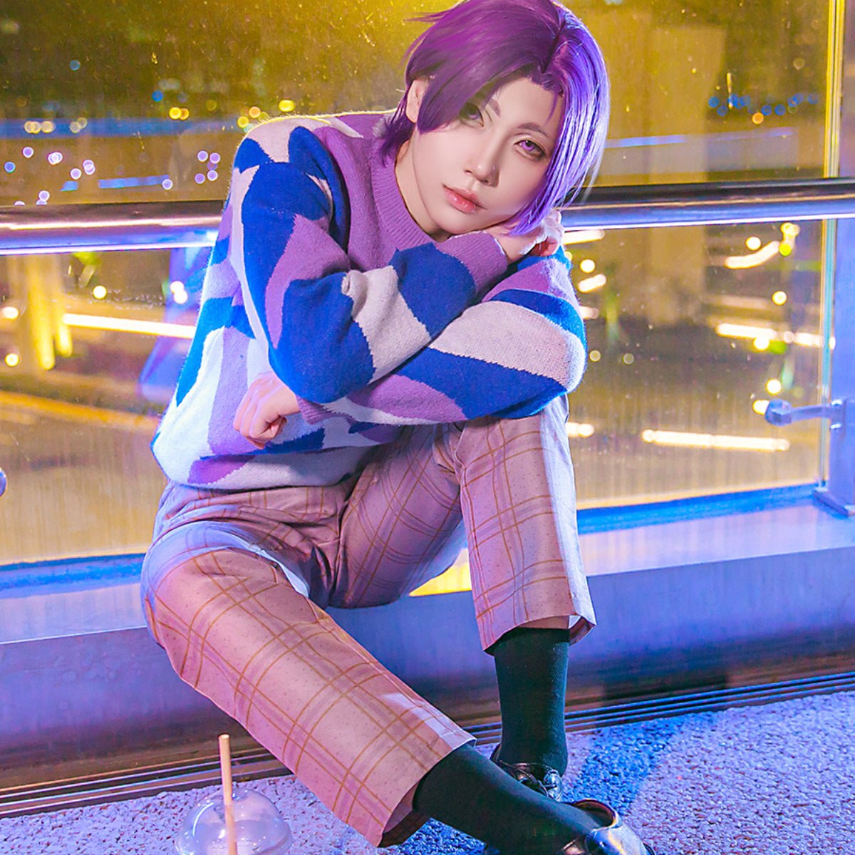 Disfraz Cosplay de Reo Mikage de Blue Lock con Peluca, Sudadera y Pantalones para Uso Diario, Outfit Rosa de Fibra Sintética, Regalo - Fantasia Cosera