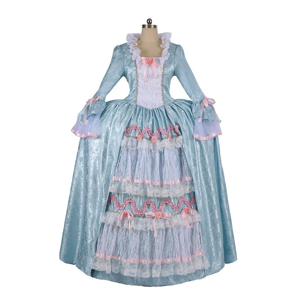 Vestido de Cosplay de Marie Antoinette para Mujer | Vestido de Baile Rococó Colonial Azul | Vestido Vintage Medieval para Cosplay, Halloween, Fiesta y Performance - Fantasia Cosera