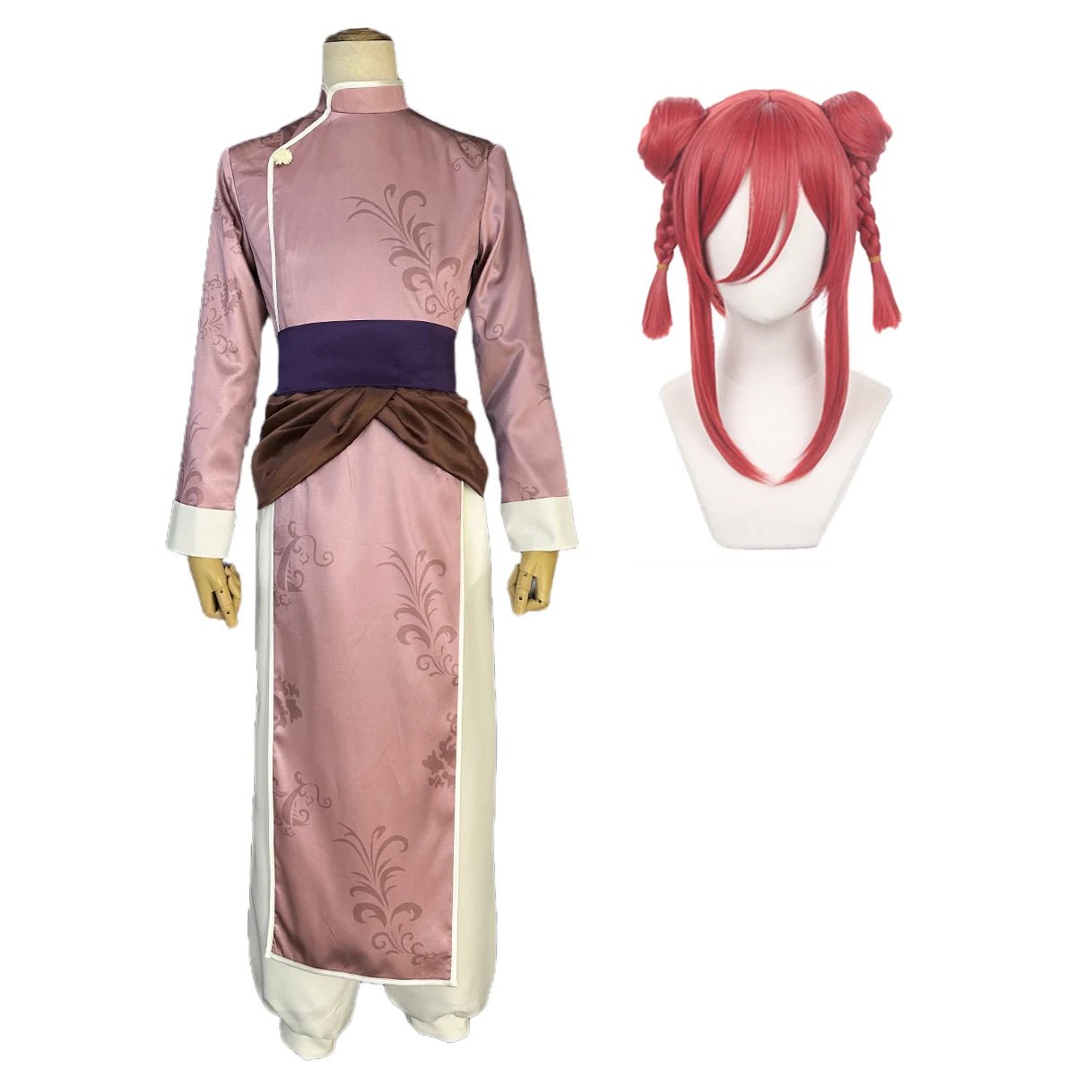 Traje de Cosplay de Chigiri de Blue Lock Anime Kung Fu Tang Sui con Peluca de Fibras Sintéticas Rosa Talla Ajustable - Fantasia Cosera