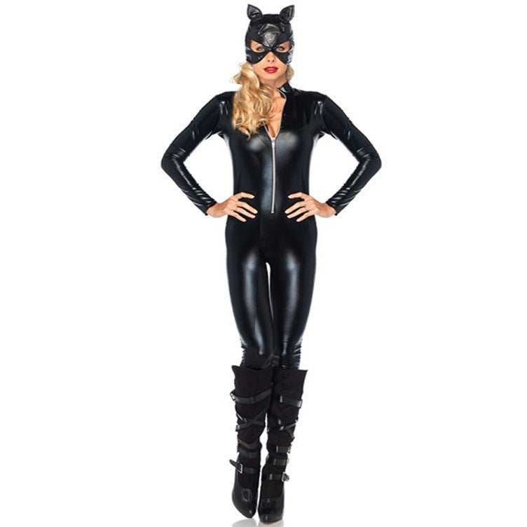 Disfraz de Catwoman para Halloween - Traje de Cuero Brillante de Batwoman para Cosplay y Actuaciones - Fantasia Cosera