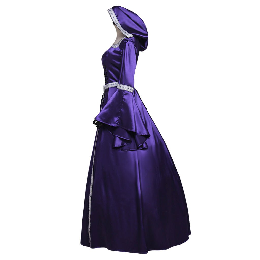 Vestido Medieval Princesa con Capucha para Cosplay, Traje Noble de Mangas Campana para Halloween y Ferias Renacentistas - Fantasia Cosera