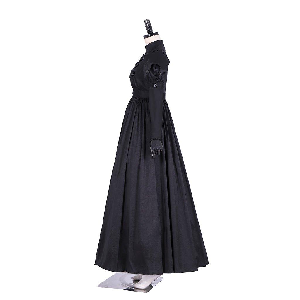 Vestido de Cosplay Eliza de Hamilton | Vestido de Gala Negro para Mujer Adulta | Satinado Personalizado para Halloween - Fantasia Cosera