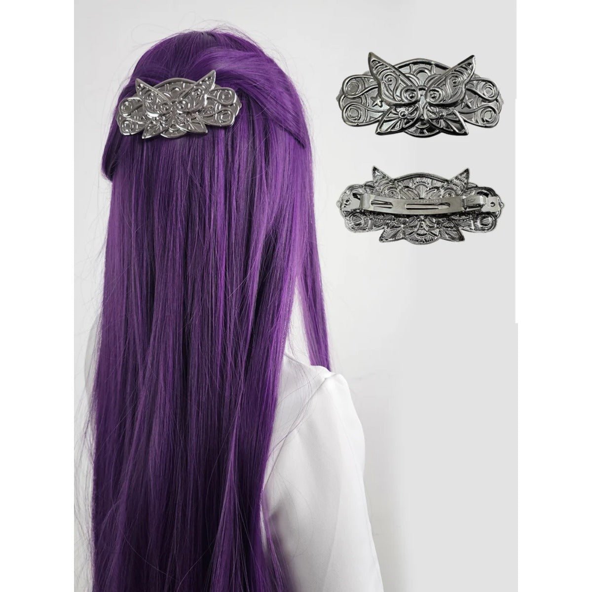 Peluca Larga Púrpura de Cosplay de Frieren del Anime Más Allá del Fin del Viaje, Accesorio de Fibra Sintética Ajustable - Fantasia Cosera