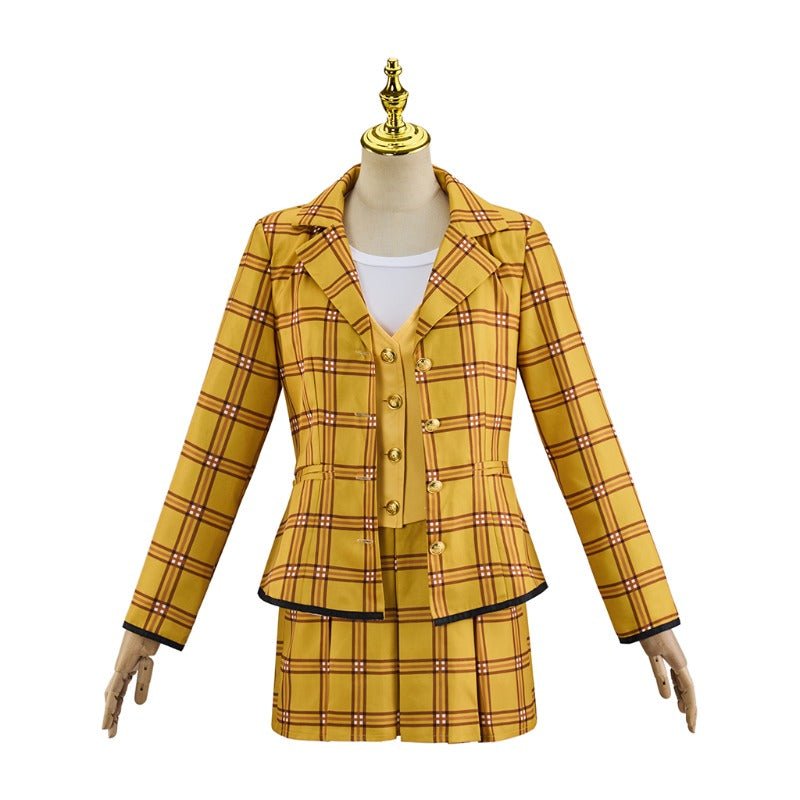 Disfraz de Cher de Clueless para Mujer - Conjunto de Chaqueta y Falda a Cuadros Amarillos de los 90 - Fantasia Cosera