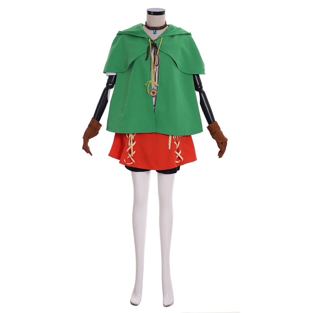 Traje de Cosplay de Linkle Elfo - Conjunto Completo con Capa Verde, Camisa, Pantalones y Falda - Fantasia Cosera