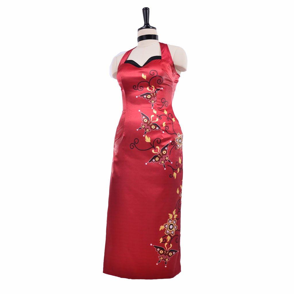 Traje de Cosplay de Ada Wong para Mujer - Vestido Cheongsam Rojo Estampado | Resident Evil Película - Fantasia Cosera