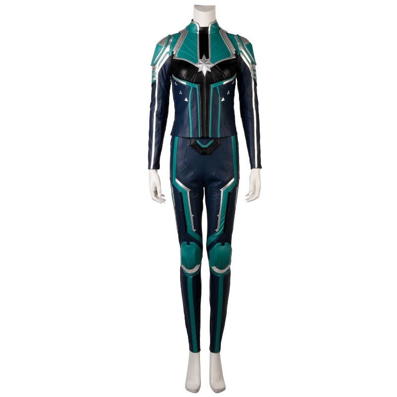 Traje de Cosplay Captain Marvel Starforce Turquesa en Piel PU | Fantasía Cosera - Fantasia Cosera