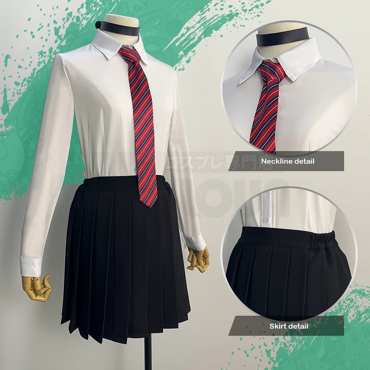 Chaqueta Larga Verde de Anime Wind Breaker Tasuku Tsubakino Cosplay Peluca Camisa Blanca Corbata Lazo - Fantasia Cosera