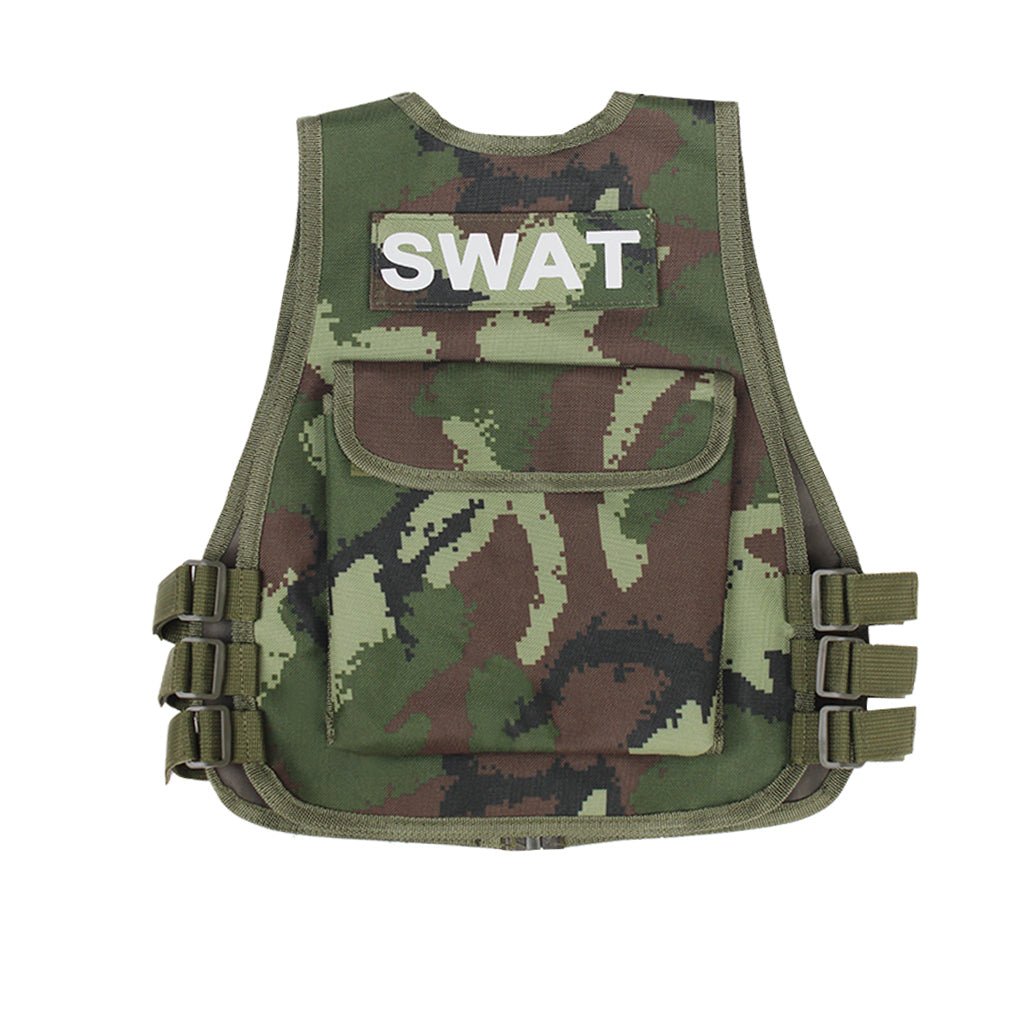 Chaleco Táctico Airsoft para Niños, Camuflaje Caza, Disfraz Cosplay Táctico, Chaleco Sniper CS Juegos de Guerra - Fantasia Cosera