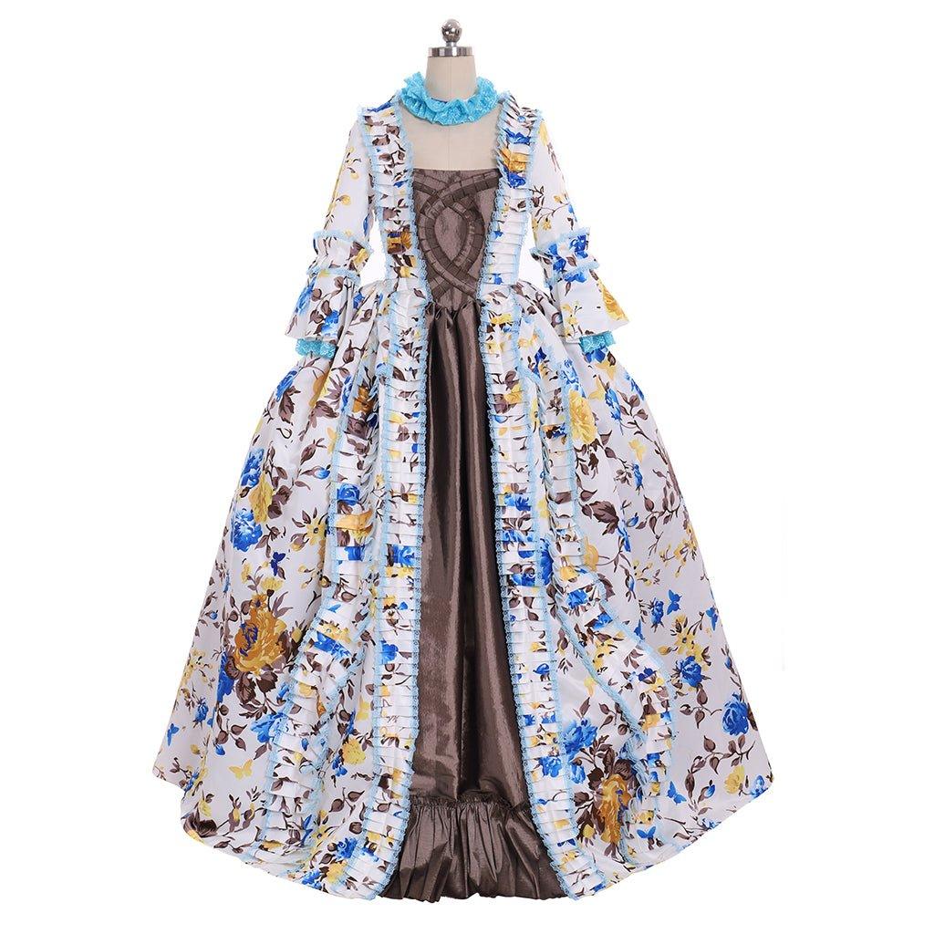 Vestido Floral Medieval | Traje de Cosplay de Marie Antoinette | Vestido de Baile Rococó Renacentista | Traje Gótico Victoriano para Cosplay, Halloween y Fiestas - Fantasia Cosera