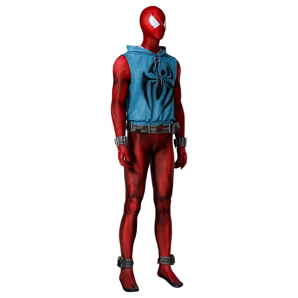 Traje de Cosplay de Scarlet Spider - Spider-Man: A Través del Spider-Verso Traje Auténtico - Fantasia Cosera