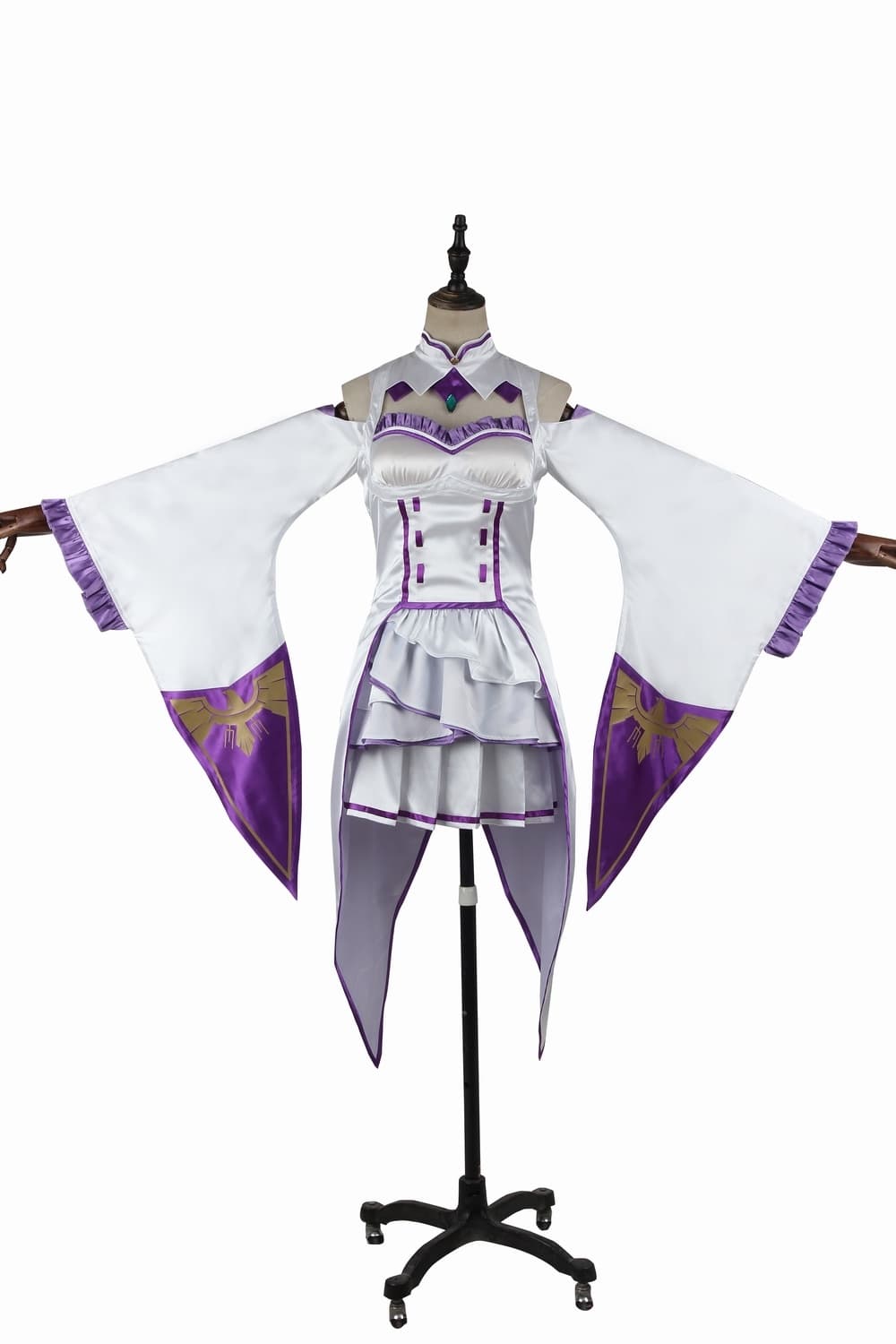 Traje de Cosplay de Emilia - Re:Zero Kara Hajimeru Isekai Seikatsu Vestido de Anime con Tocado para Fiesta de Halloween - Fantasia Cosera