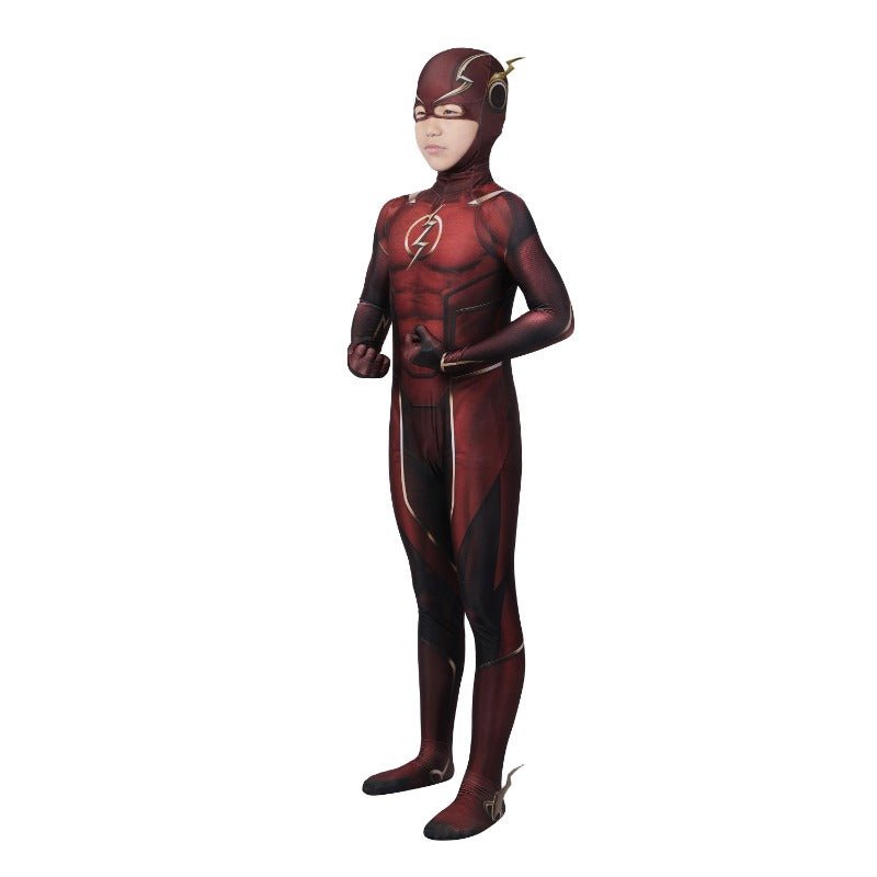Disfraz de The Flash Barry Allen para Niños - Traje Impreso en 3D y Máscara para Halloween - Fantasia Cosera
