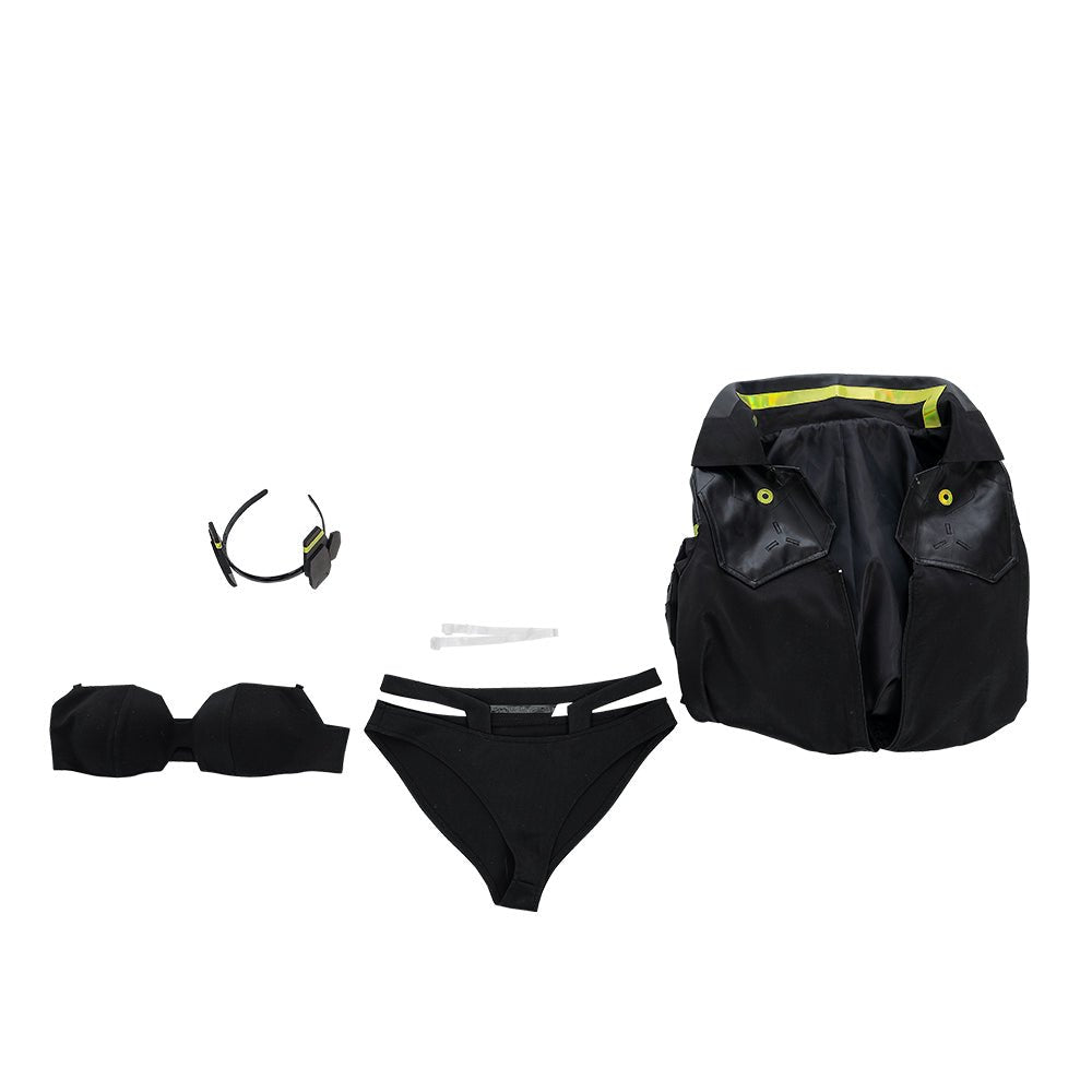 Traje de Cosplay de Rebecca de Cyberpunk: Edgerunners - Abrigo Negro para Halloween - Fantasia Cosera