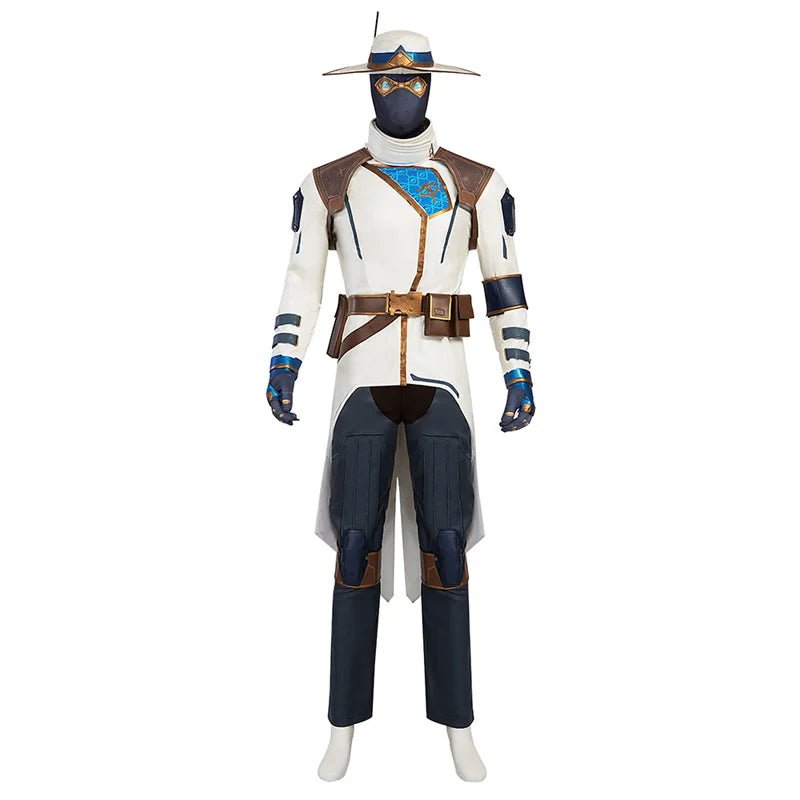 Traje de Cosplay de Cypher de Valorant | Conjunto Completo con Sombrero, Chaqueta, Pantalones y Accesorios para Halloween y Fiestas - Fantasia Cosera