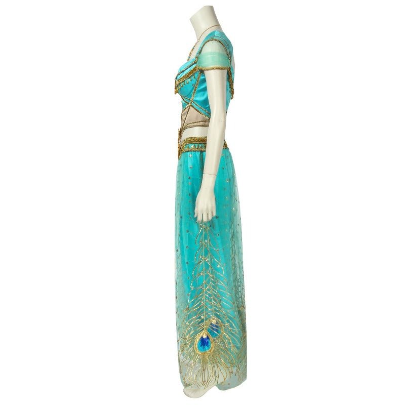 Disfraz de Princesa Jasmine - Vestido de Pavo Real Inspirado en Aladdin para Adultos - Fantasia Cosera