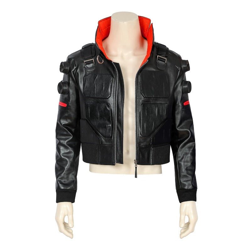 Traje de Cosplay Jackie 2077 en Piel Artificial Negro para Halloween y Fiestas - Fantasia Cosera