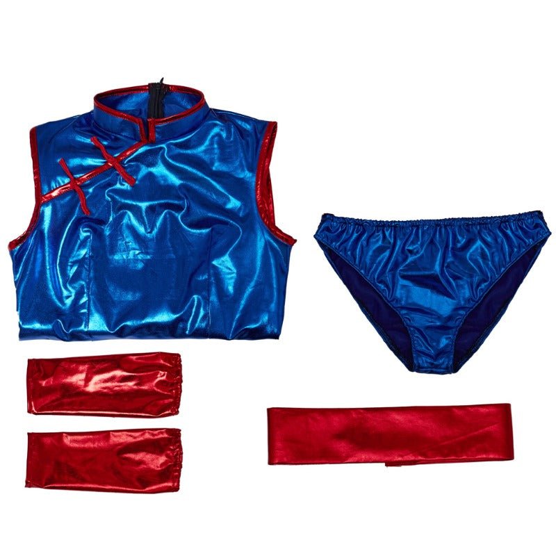 Traje de Cosplay de Chichi de Dragon Ball - Conjunto de Cheongsam Azul - Fantasia Cosera
