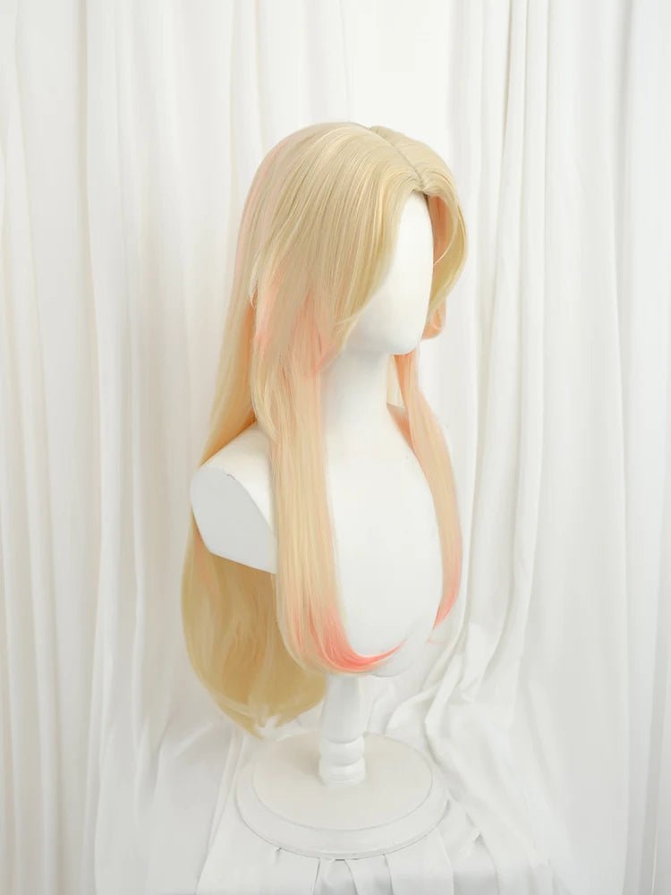 Peluca de Cosplay LOL Leyenda Inmortalizada Ahri 75cm Amarillo Mezclado con Rojo - Fantasia Cosera
