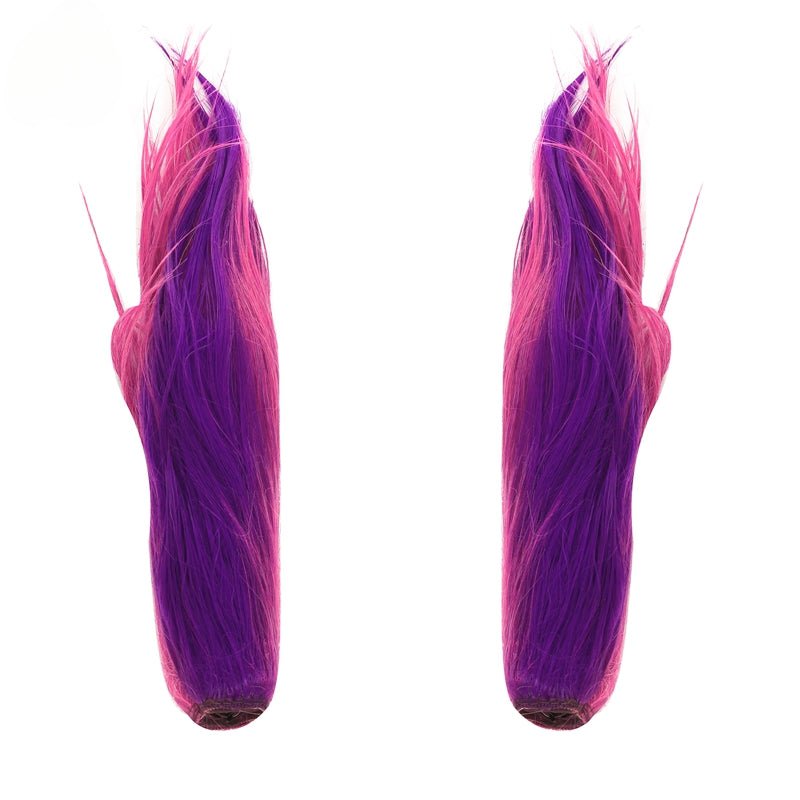 Peluca Cosplay LOL Guardiana Estelar Xayah Rebelde 65cm Largo Rosa Morado con Orejas Pelo Sintético Resistente al Calor - Fantasia Cosera