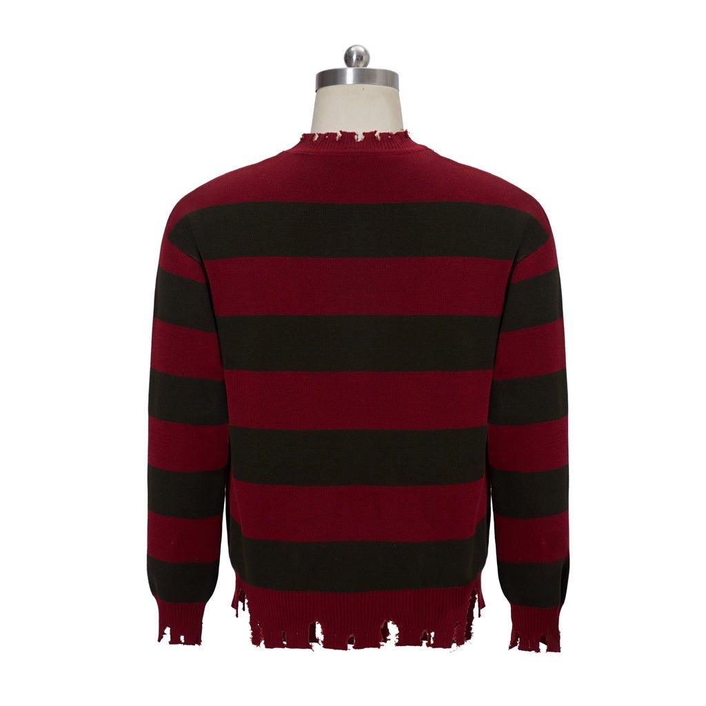 Suéter Cosplay Freddy Krueger | Camiseta de Rayas Rojas de la Película Calle Pesadilla | Suéter Tricotado Unisex para Hombres y Mujeres - Fantasia Cosera