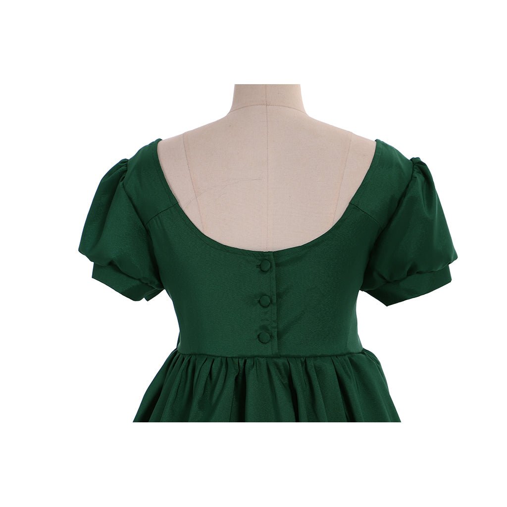 Vestido Regencia Verde Simple - Vestido de Baile Regencia con Línea Alta - Vestido de Té Hecho a Medida - Fantasia Cosera