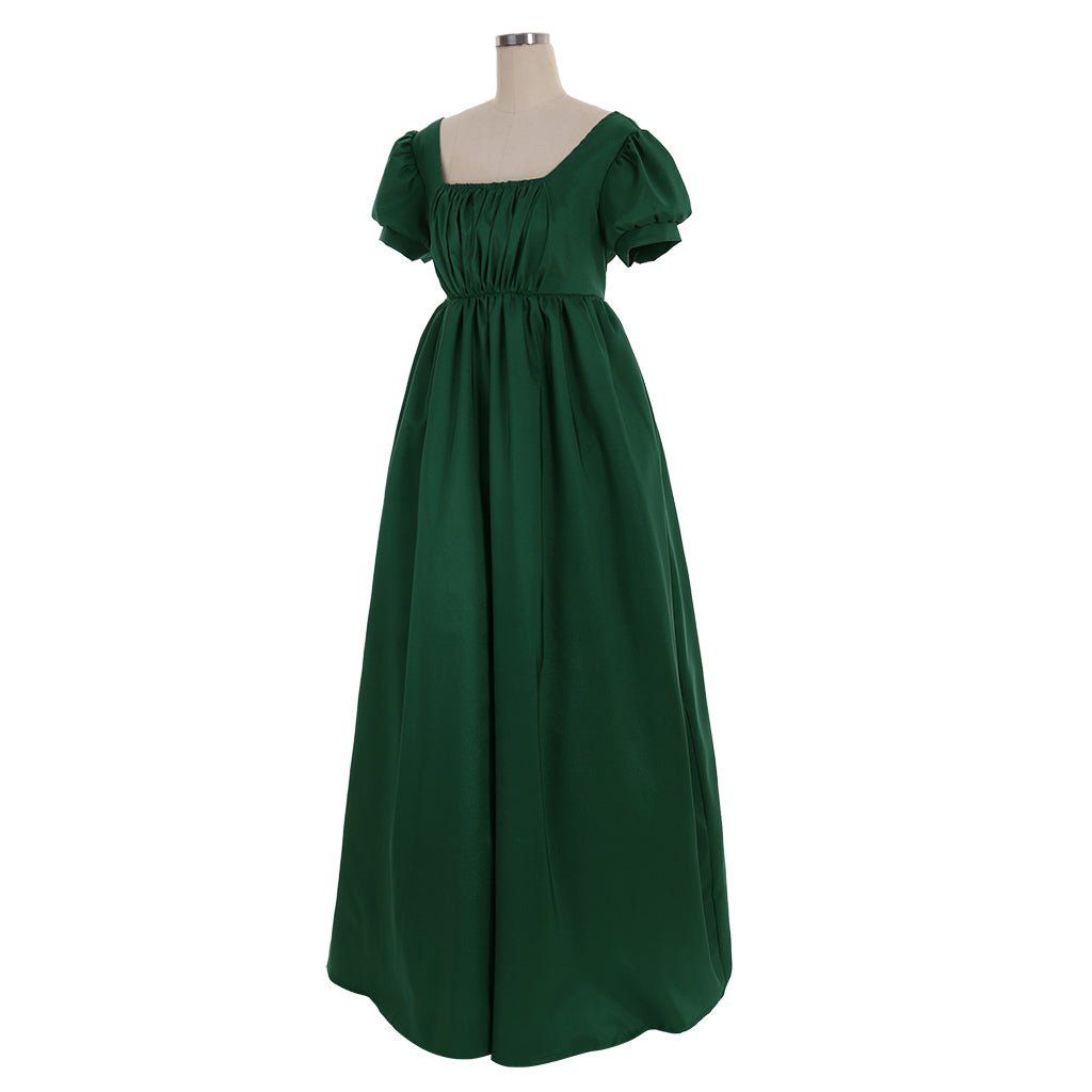 Vestido Regencia Verde Simple - Vestido de Baile Regencia con Línea Alta - Vestido de Té Hecho a Medida - Fantasia Cosera