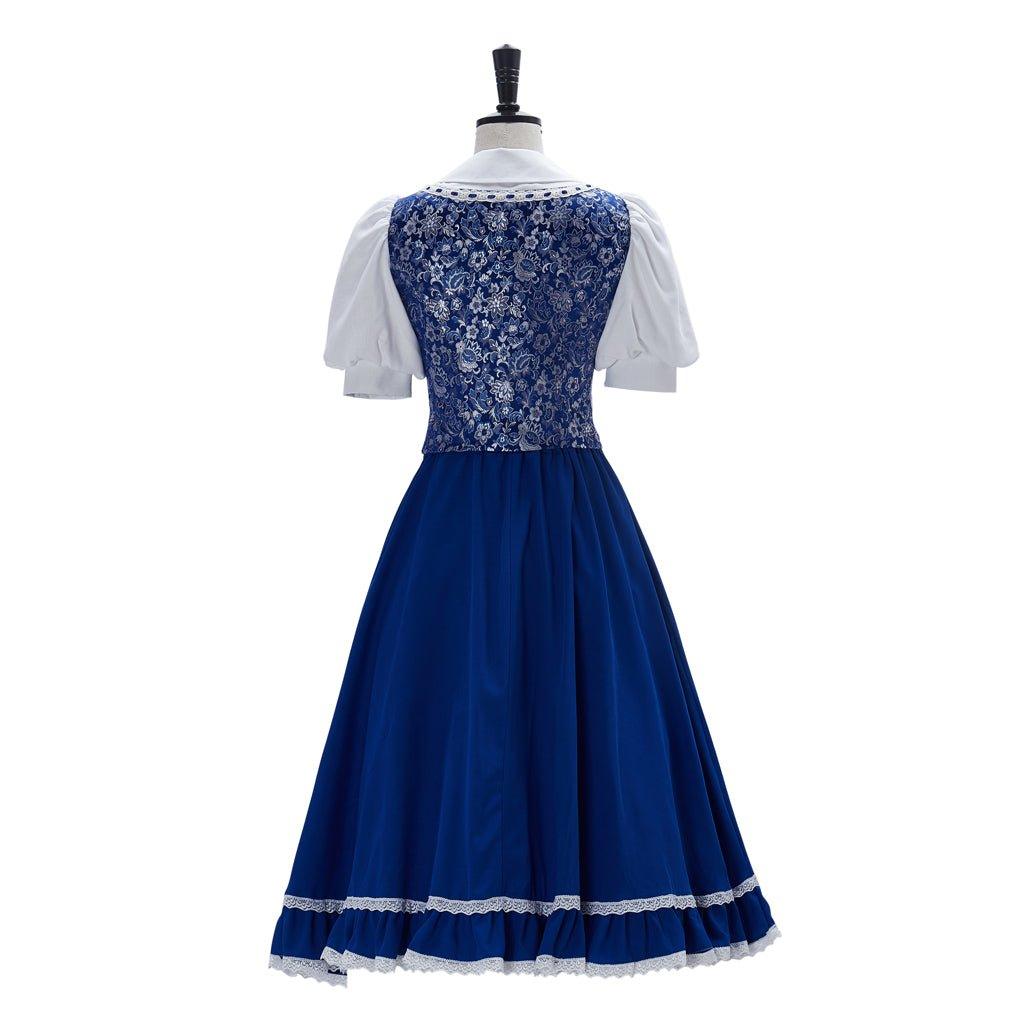Vestido de Doncella Azul de Belle para Mujer - Disfraz de Princesa Belle - Fantasia Cosera