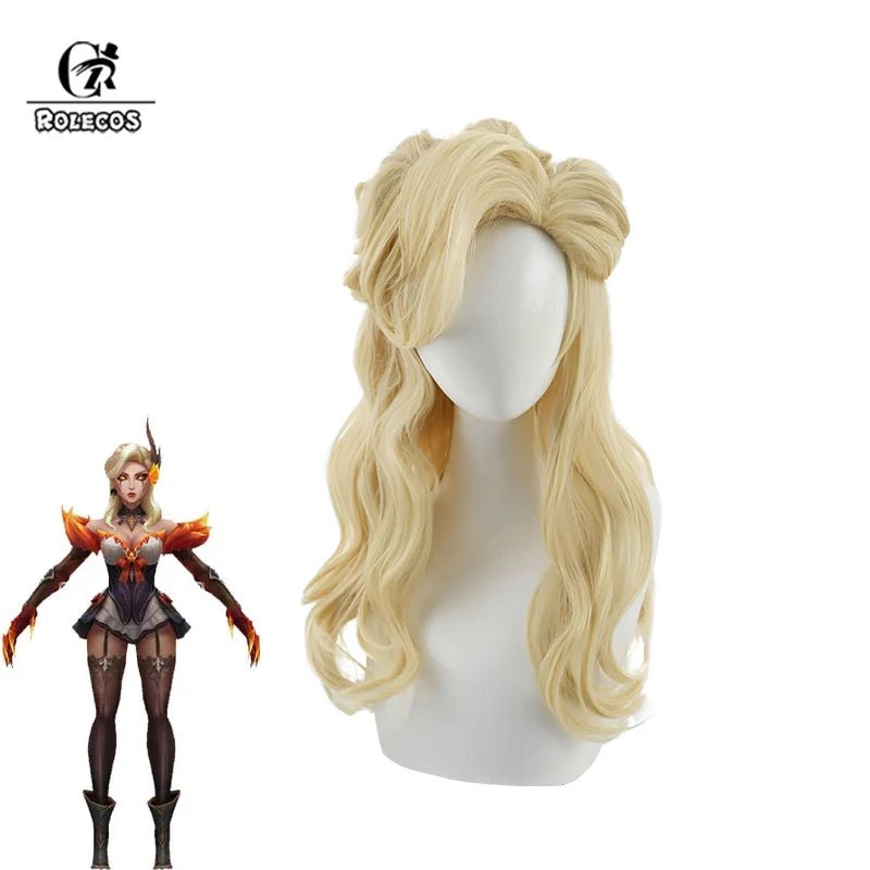 Peluca de Cosplay de Evelynn de High Noon del Juego LOL Magia Occidental Sombra 55cm Rubia - Fantasia Cosera