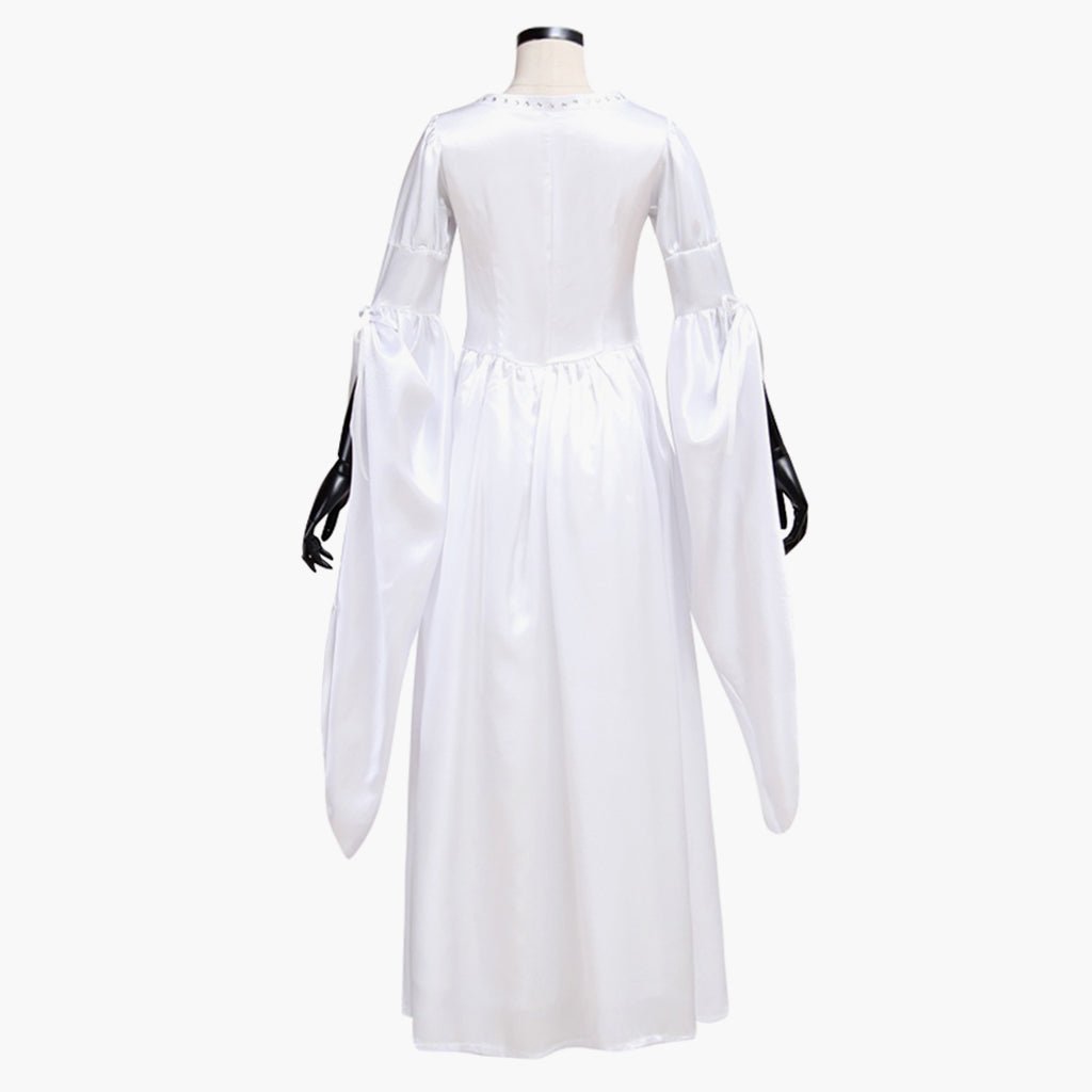 Vestido Medieval Blanco con Chaleco Negro para Adultos - Traje de Cosplay Personalizado para Fiestas de Halloween y Carnaval - Fantasia Cosera