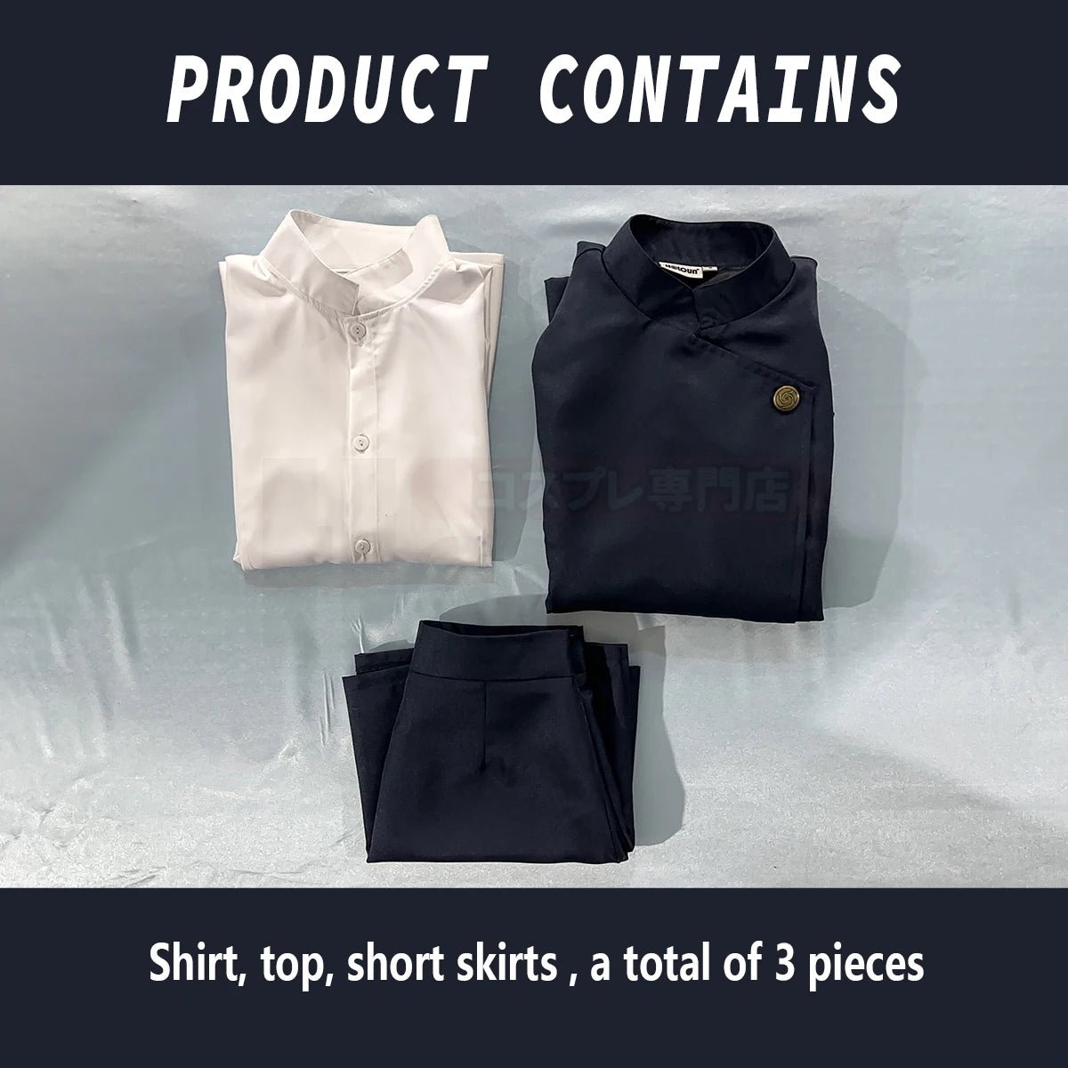 Traje de Cosplay de Maki Zenin de Jujutsu Kaisen con Peluca Azul Oscuro, Chaqueta y Falda - Fantasia Cosera