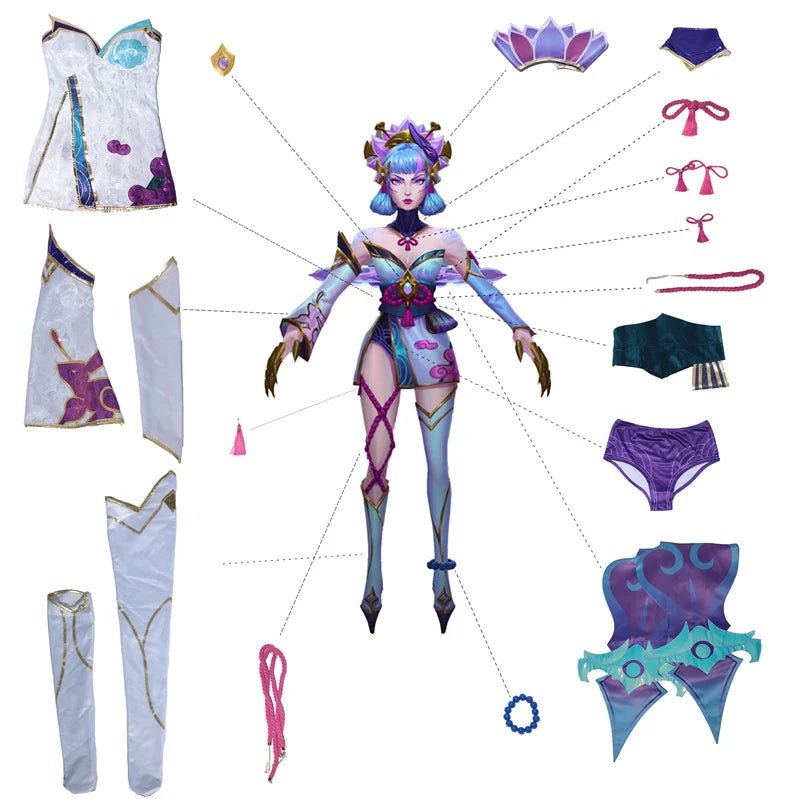 Traje de Cosplay de Evelynn Spirit Blossom de LOL - Vestido Kimono para Mujer con Accesorios - Fantasia Cosera