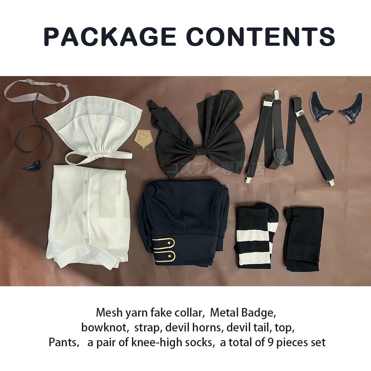 Traje de Cosplay de Bachira de Blue Lock Completo con Cuerno Maligno, Peluca, Cola, Camisa, Pantalones y Red de Rosa - Fantasia Cosera