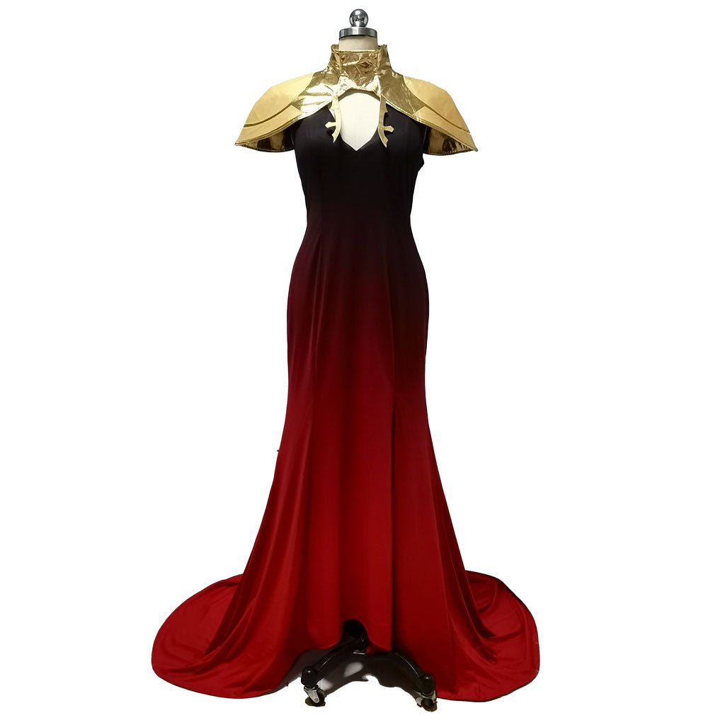 Disfraz de Carmilla de Castlevania - Vestido Ceremonial Rojo con Peluca Blanca Larga - Fantasia Cosera