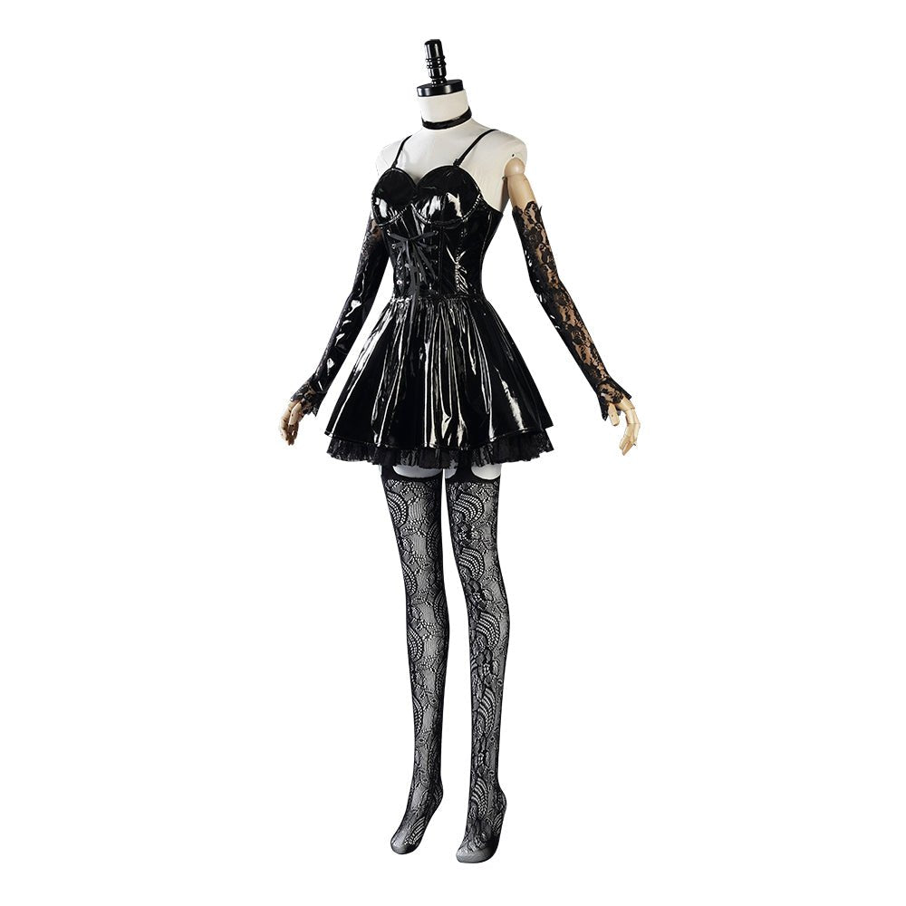 Traje de Cosplay de Misa Amane para Mujeres - Vestido de Cuero, Accesorios de Encaje, Medias, Conjunto de Uniforme de Anime - Fantasia Cosera