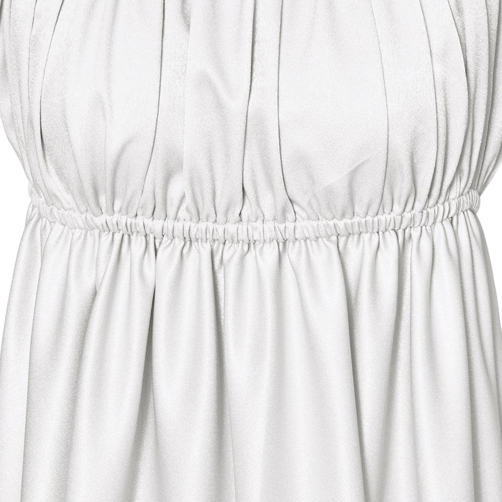 Vestido Medieval Imperio Tradicional - Traje Cosplay Bridgerton en Tela Plateada Blanca de Seda - Fantasia Cosera