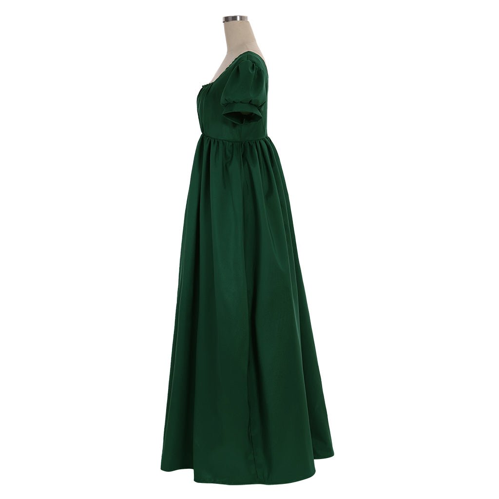 Vestido Regencia Verde Simple - Vestido de Baile Regencia con Línea Alta - Vestido de Té Hecho a Medida - Fantasia Cosera