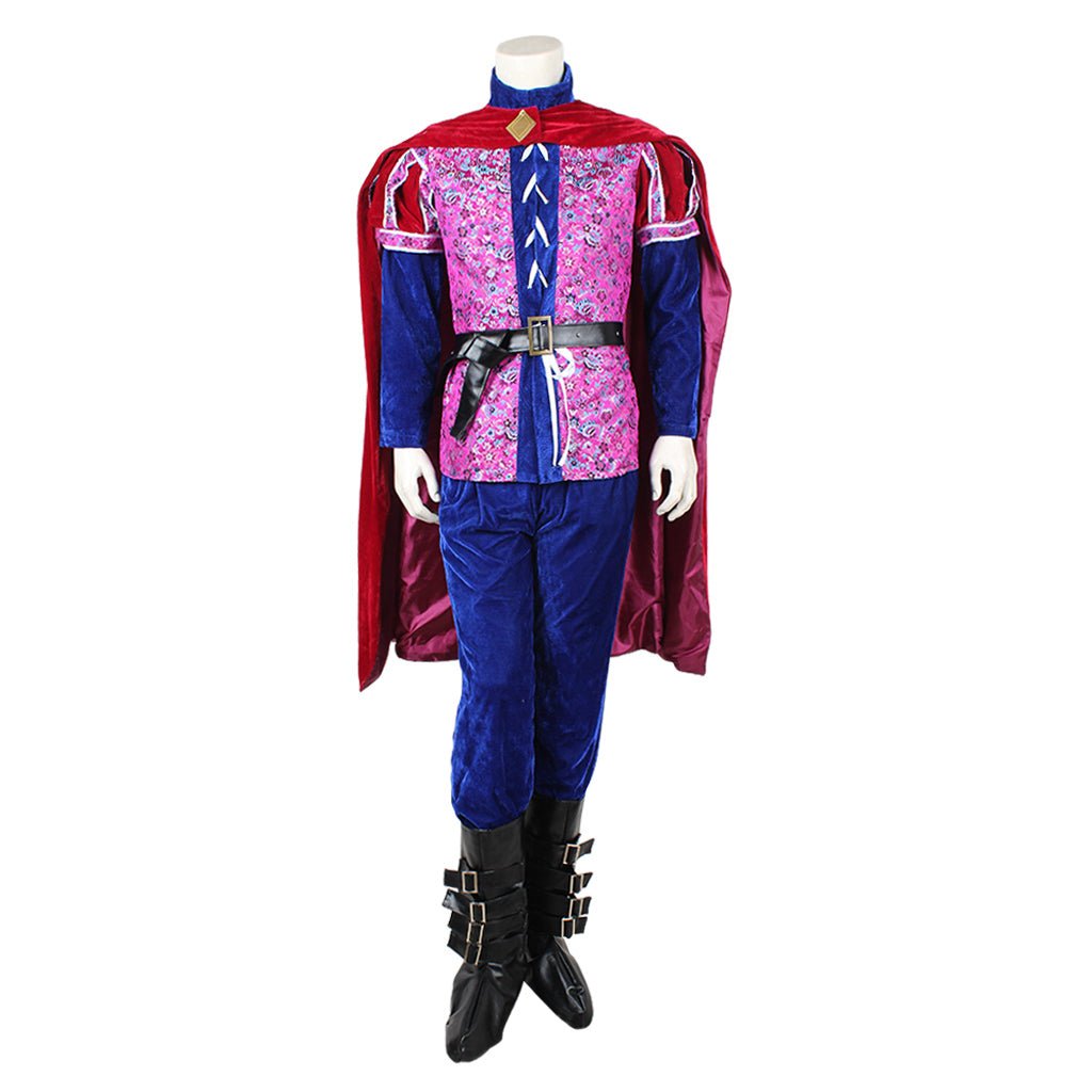 Traje de Príncipe Medieval Cosplay | Conjunto Completo de Terciopelo Rojo y Azul para Hombres | Halloween y Fiestas - Fantasia Cosera