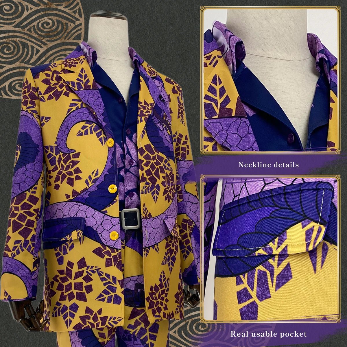 Traje de Cosplay Taiju Shiba Tokyo Anime con Diseño de Serpiente para Convenciones y Halloween - Fantasia Cosera