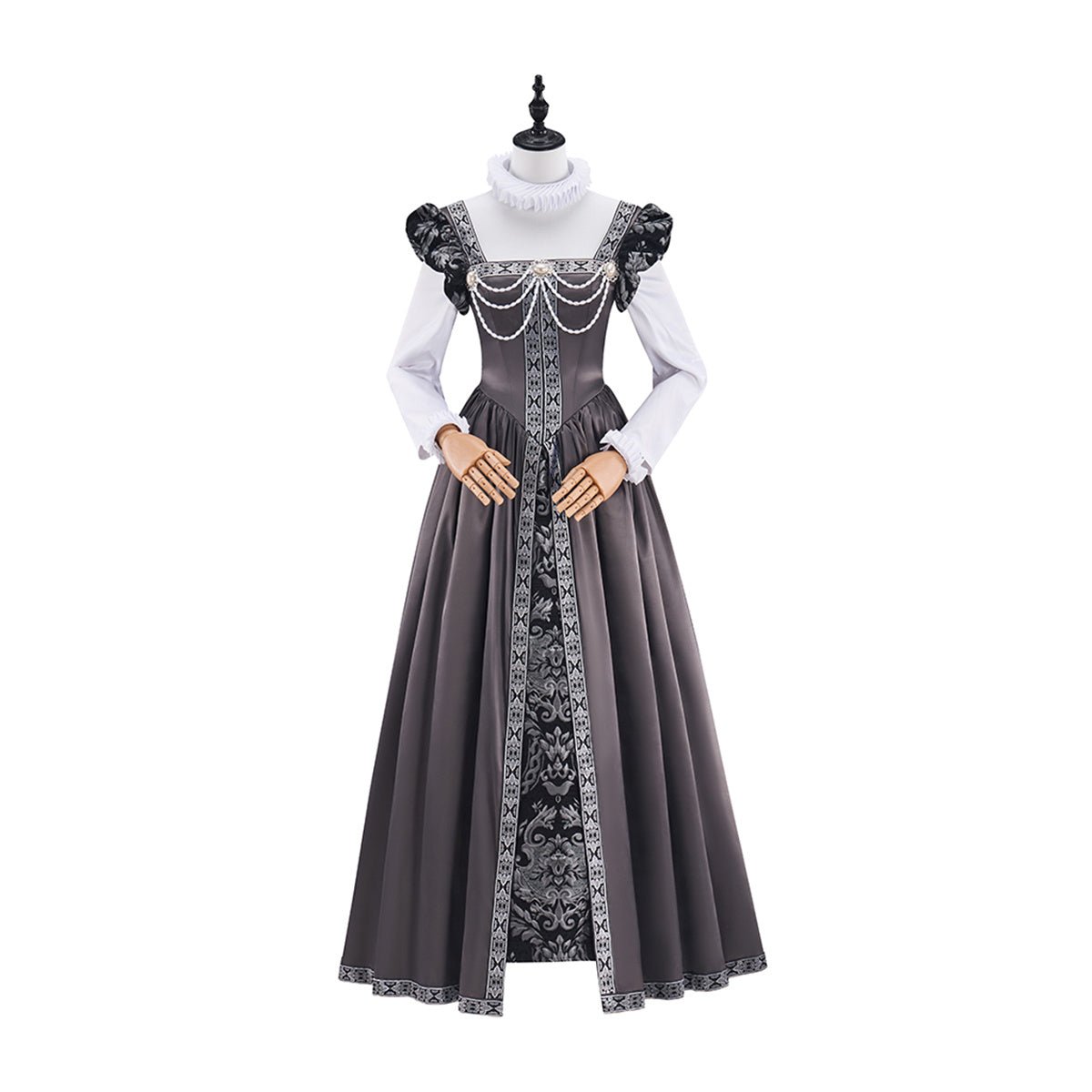 Vestido Gris Tudor Disfraz Cosplay – Elegante Traje de Anime para Roleplay - Fantasia Cosera