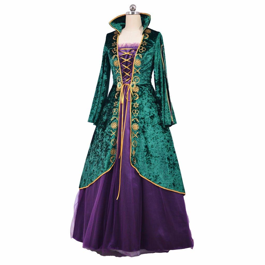 Vestido de Cosplay de Bruja | Traje de Renacimiento Verde Medieval para Mujer - Fantasia Cosera