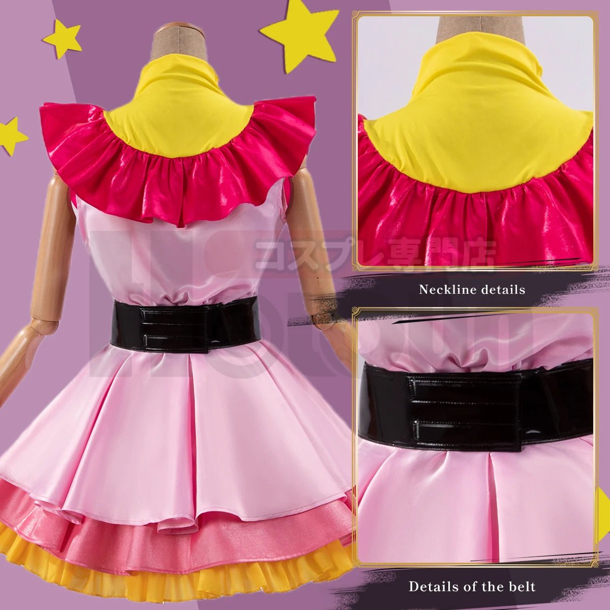 Disfraz de Cosplay de Ai Hoshino de OSHI NO KO Anime con Peluca, Vestido Lolita y Pin para el Cabello de Conejo - Fantasia Cosera
