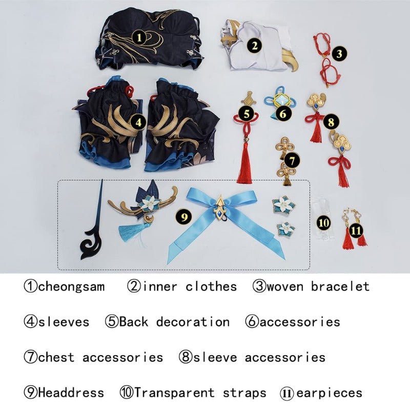 Traje de Cosplay Ganyu Cheongsam de Genshin Impact - Outfit del Festival del Farol de Shen He - Fantasia Cosera