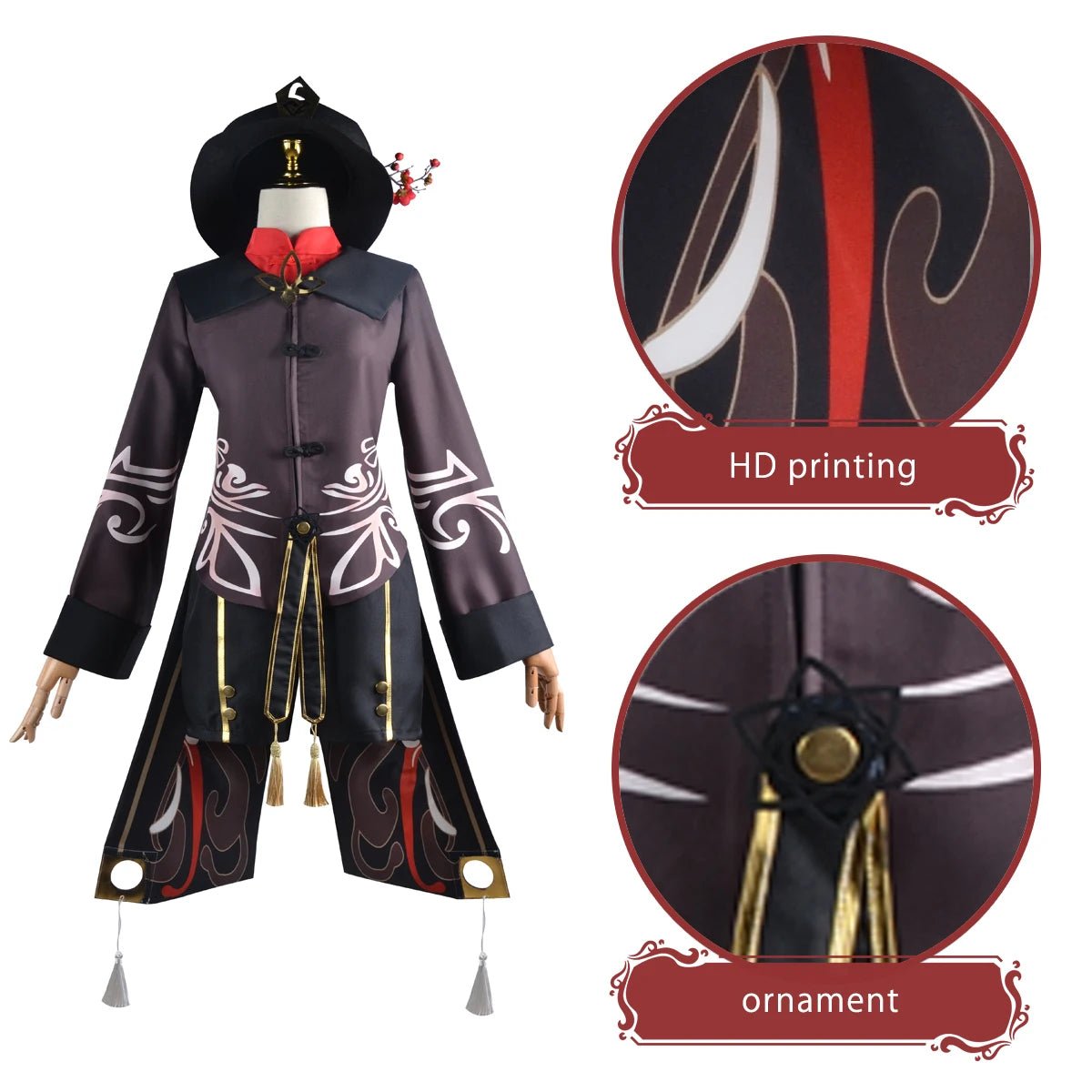 Peluca Cosplay Hu Tao Genshin Impact - Disfraz Anime Halloween Navidad - Fantasia Cosera